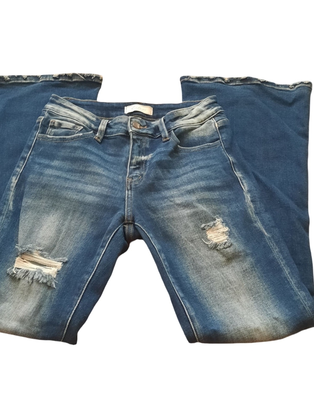 KanCan Faded Blue Distressed Bootcut Jeans